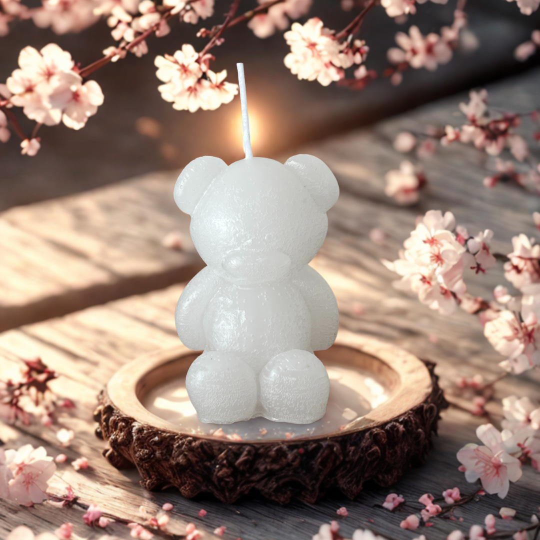 100% naturreine handgemachte Duftkerze Teddybär mit Cherry Blossom Duft