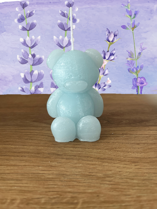 100% naturreine handgemachte Teddybär Duftkerze mit Lavendel Duft