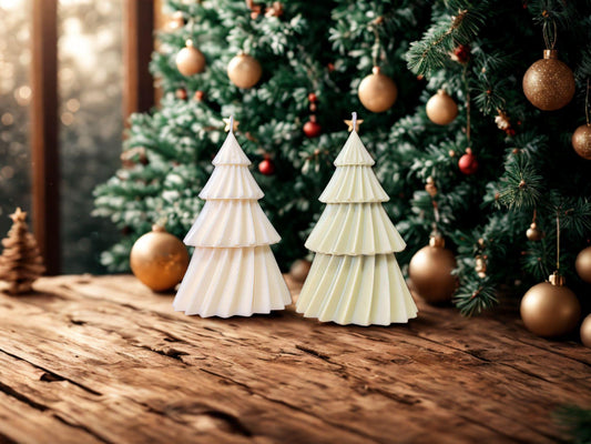 Handgemachte Duftkerze mit Christbaum Design