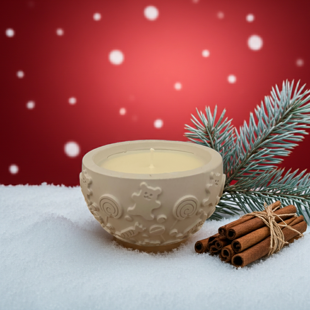 Sojawachs Duftkerze mit Weihnachtsdesign