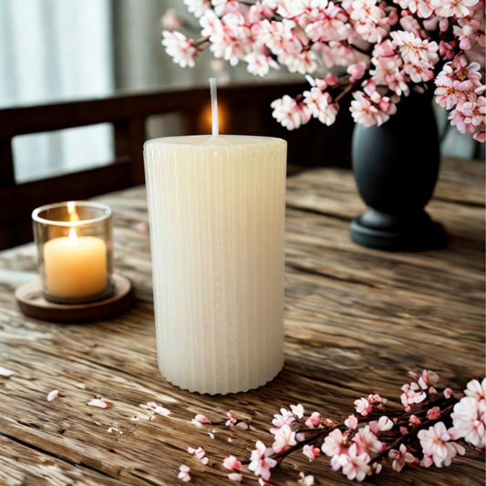 100% naturreine handgemachte Duftkerze Rund mit Cherry Blossom Duft