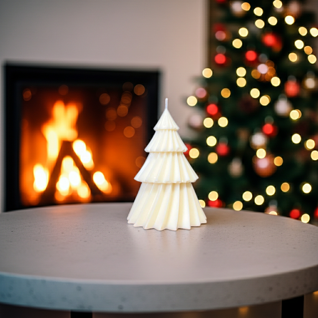 Handgemachte Duftkerze mit Christbaum Design