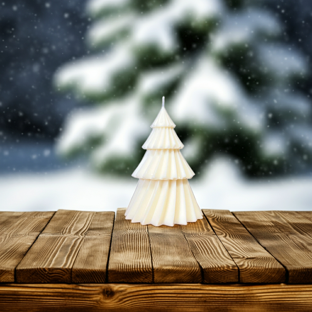 Handgemachte Duftkerze mit Christbaum Design