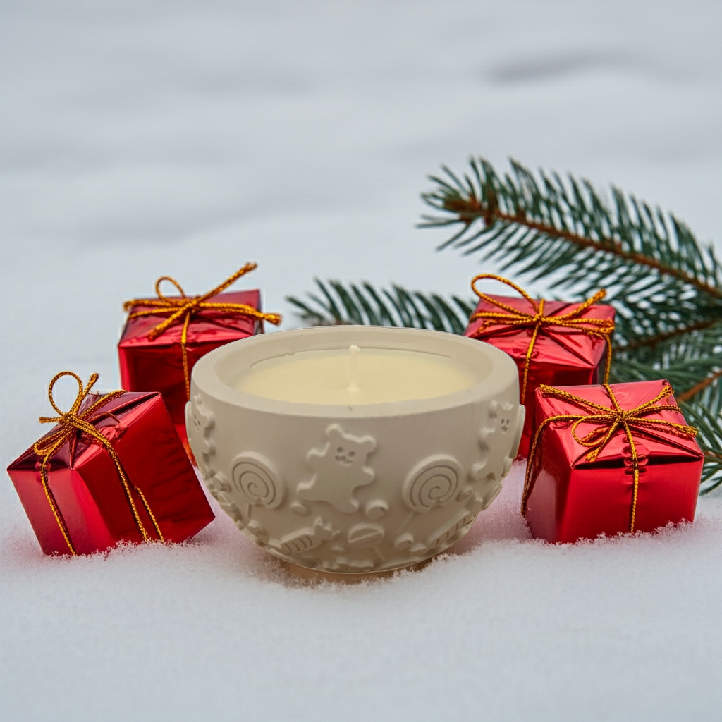 Sojawachs Duftkerze mit Weihnachtsdesign