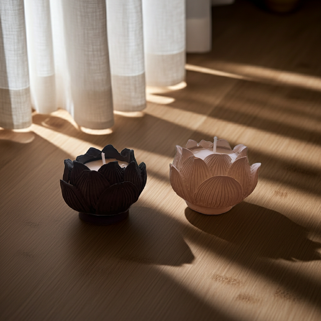 Rosen Kerzenset in Weiß & Schwarz